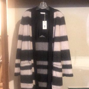 Ramy Brook Grey Striped Sweater Coat